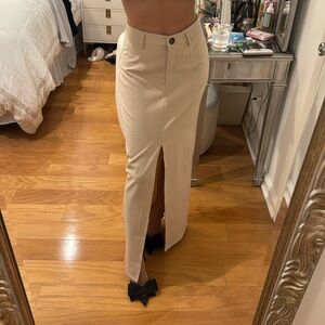 Tan long front slit skirt